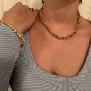 Vintage Napier Gold Beaded Necklace and Bracelet Set